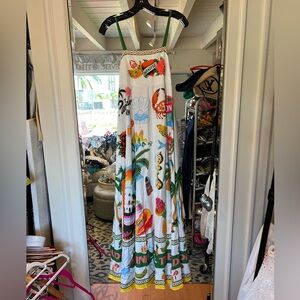 O'Neill White Multicolor Graphic Maxi Dress